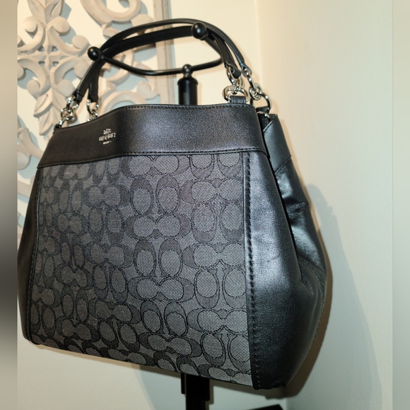 Coach Black Small Lexy Signature Jacquard & Leather Shoulder Crossbody Bag - Picture 4 of 13